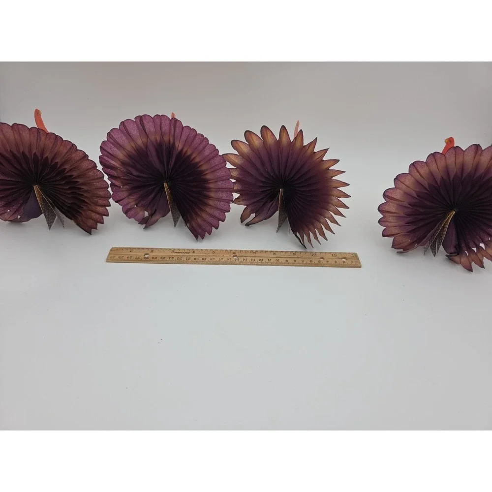 Vintage Honeycomb Paper Turkey Thanksgiving Decorations Set of 4 Multi-Color